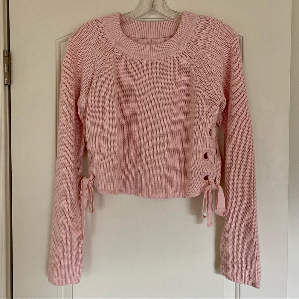 Endless Rose Blush Pink Cropped Sweater size L